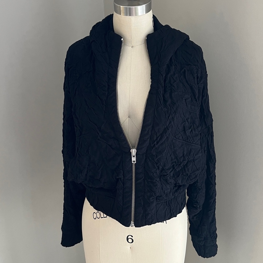 Helmut Lang Textured Bomber Jacket XS P Sweatshirt Hoodie Sweater Black